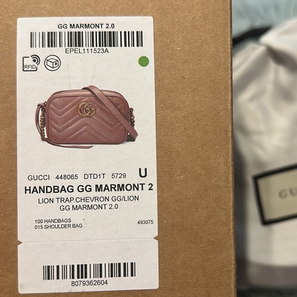 Gucci GG Marmont Mini Matelasse Leather Crossbody in Dusty Pink - Picture 9 of 13
